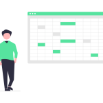 illustration d'un homme devant un tableau Excel