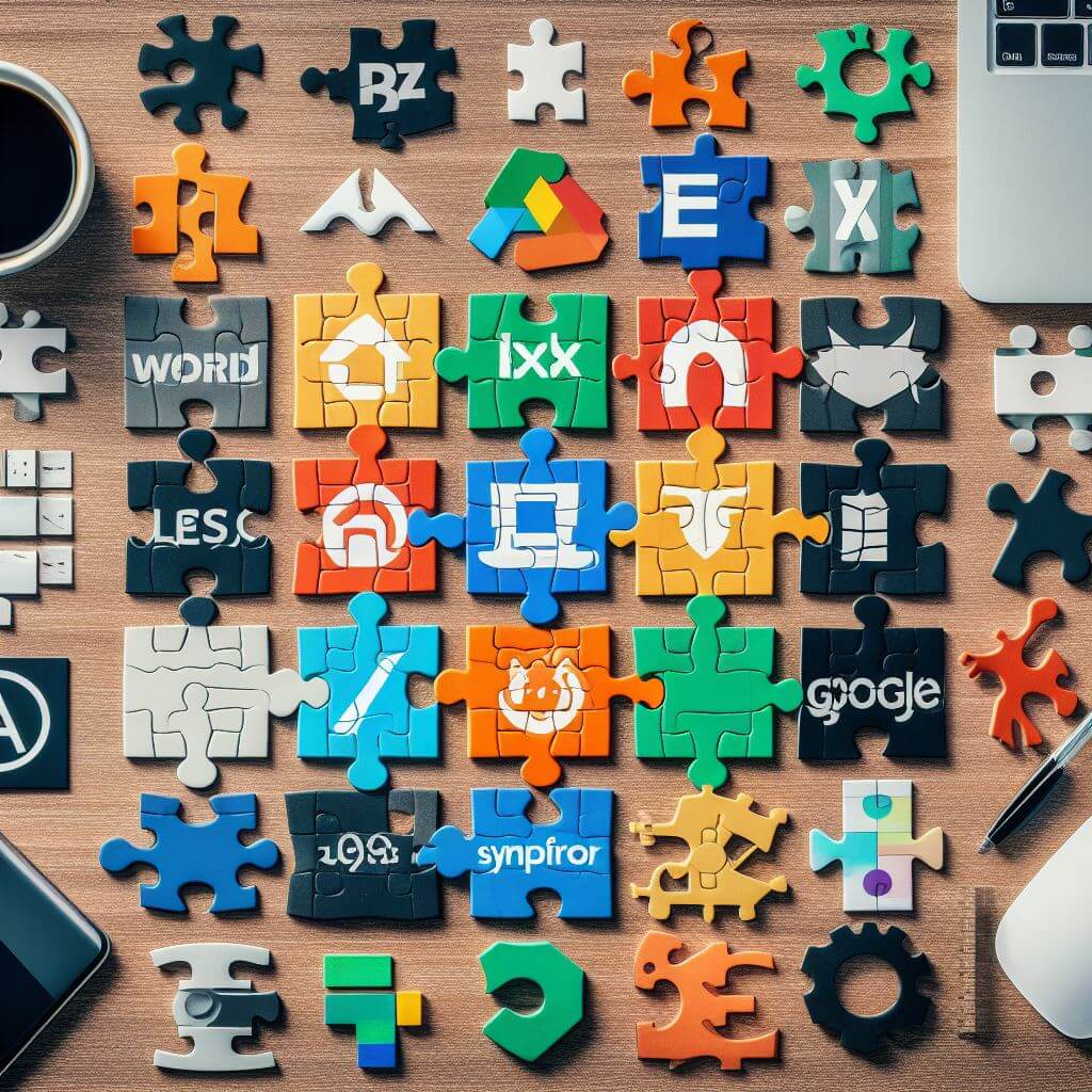 logos informatiques formant un puzzle